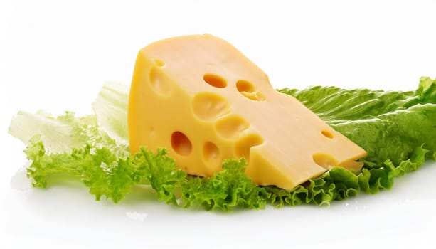 cheese with lettuce leaf, AI generated image