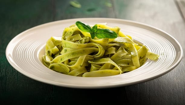 tagliatelle al pesto pasta, AI generated image