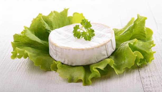 cheese with lettuce leaf, AI generated image