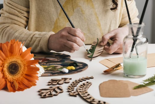 wooden art pieces painting process. Resolution and high quality beautiful photo