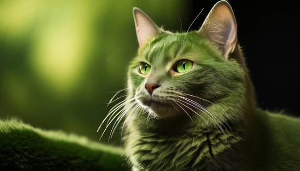 green alien tabby cat, AI generated image