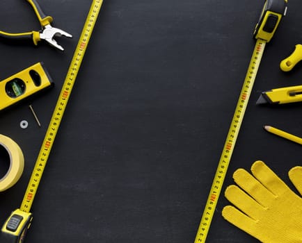 yellow tools construction glove with copy space. Resolution and high quality beautiful photo