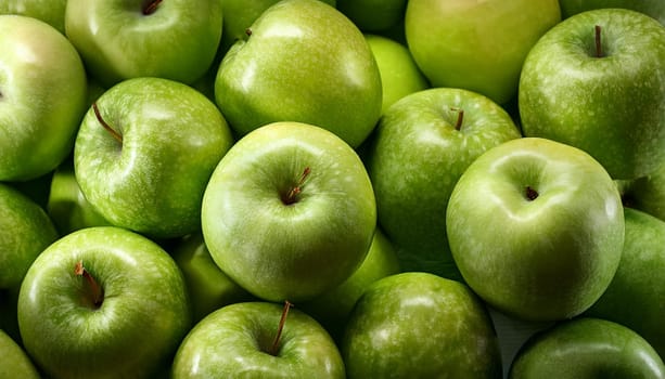 green apples fruit vegetarian food flat top view, AI generated image