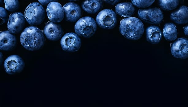 blueberries fruits vegetarian food flat top view, AI generated image