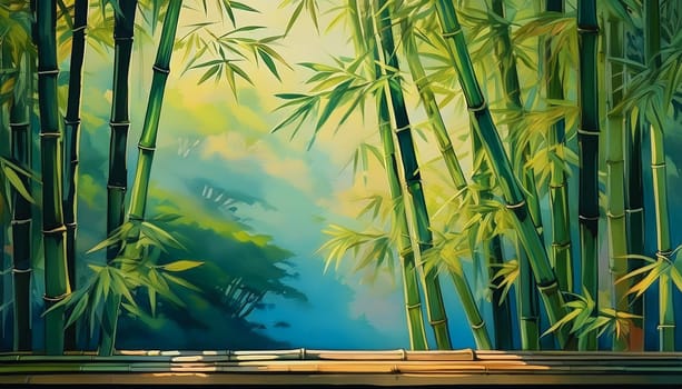 bamboo trees illustration useful as a background, AI generated image