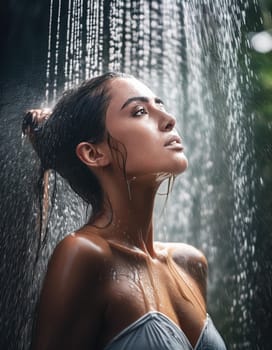 pretty young woman showering, AI generated image