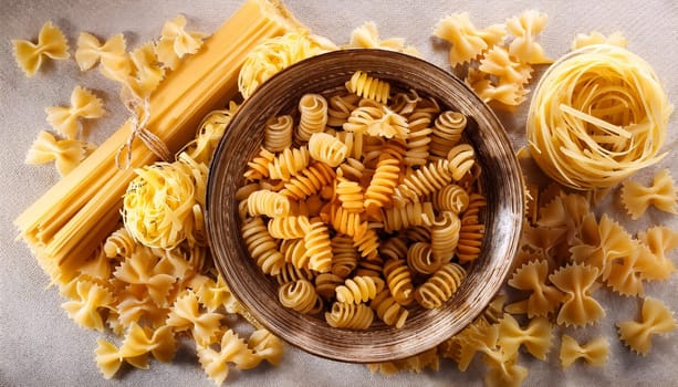 many different kinds of pasta, AI generated image