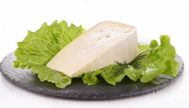 cheese with lettuce leaf, AI generated image