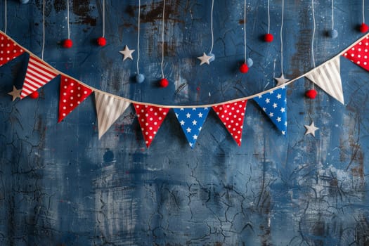 Festive bunting and decorations for a Patriot Day party.