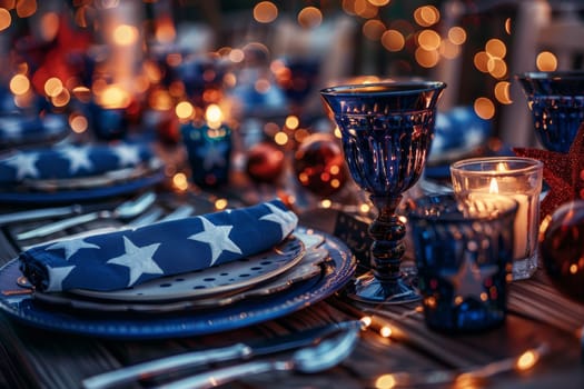 Decorated setting with stars and stripes for a festive Patriot Day.