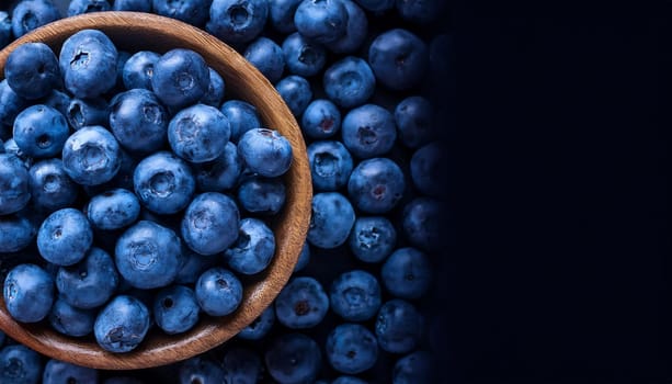 blueberries fruits vegetarian food flat top view, AI generated image