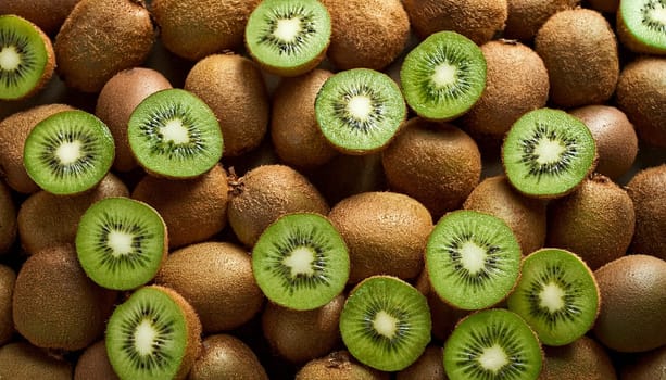 kiwis fruits top view, AI generated image