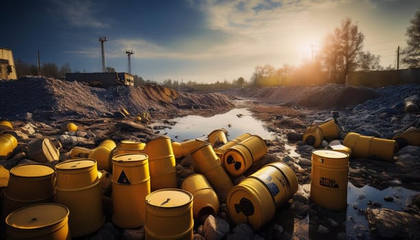 nuclear radioactive waste from abandoned reactor, AI generated image