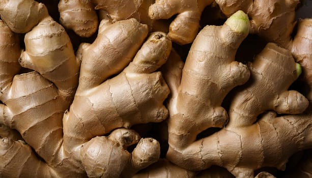 ginger roots flat view, AI generated image