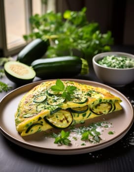zucchini omelette vegetarian food, AI generated image
