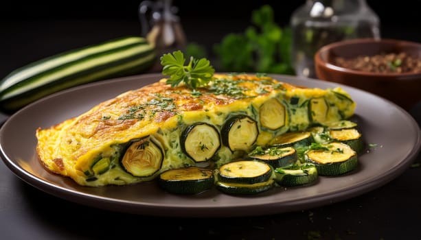 zucchini omelette vegetarian food, AI generated image