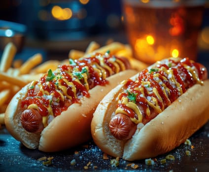 hot dogs, fries for film . AI generative.