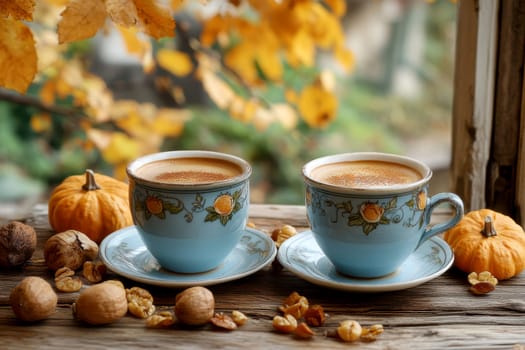 thanks giving traditions around the world, coffee, dessert . AI generative.
