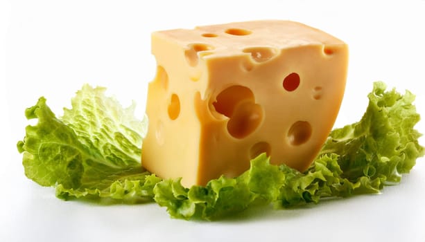 cheese with lettuce leaf, AI generated image