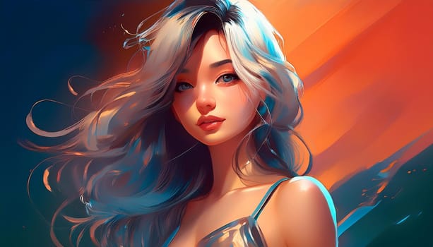 gorgeous young fantasy woman illustration, AI generated image