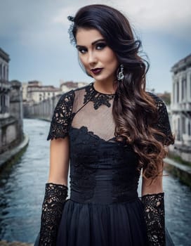 pretty young goth woman, AI generated image