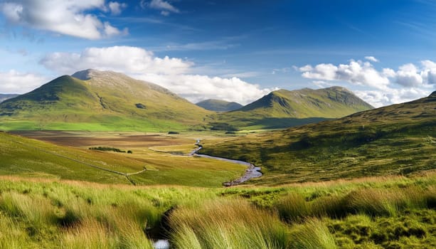 scottish lowlands natural landscape, AI generated image