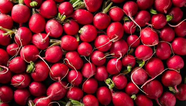 radishes vegetables flat view, AI generated image