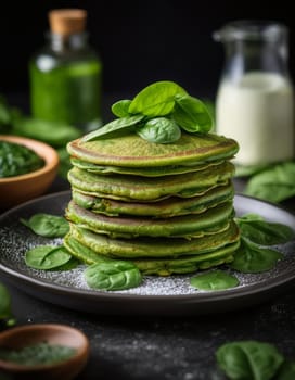 green vegetarian spinach pancakes, AI generated image