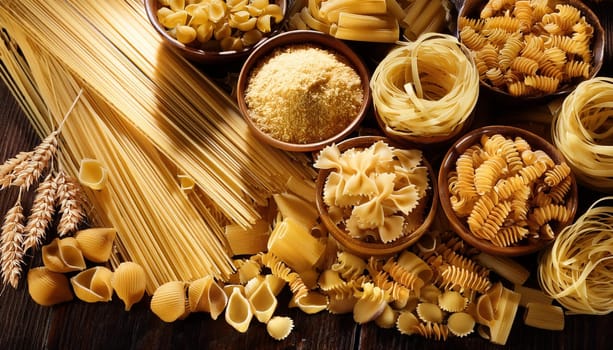 many different kinds of pasta, AI generated image