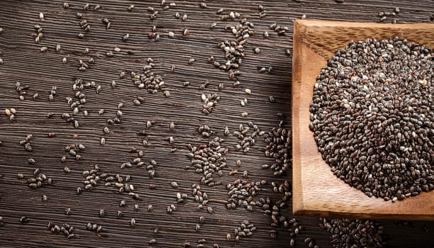 chia seeds flat top view, AI generated image