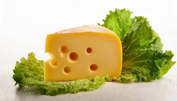 cheese with lettuce leaf, AI generated image
