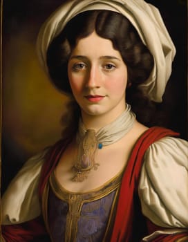 pretty young woman portrait illustration, AI generated image