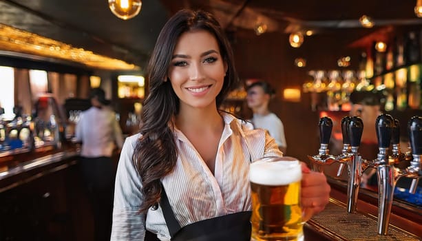 pretty young waitress woman, AI generated image