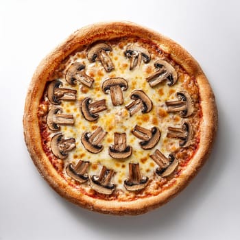 mushrooms aka funghi pizza traditional Italian baked food, AI generated image