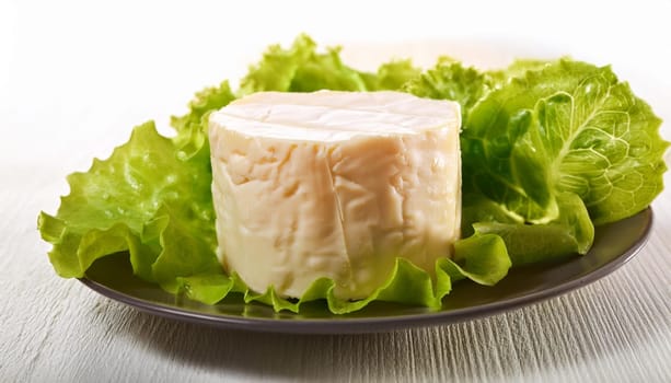 cheese with lettuce leaf, AI generated image