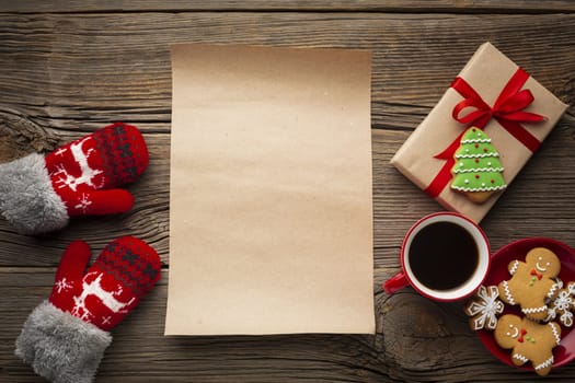 top view xmas note with mock up table. Resolution and high quality beautiful photo