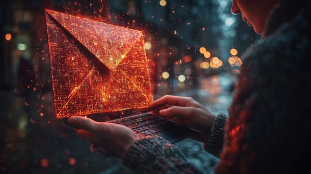 A striking image symbolizing a cybersecurity warning, featuring a red envelope icon on a digital screen. The vivid red color represents urgency, alerting viewers to potential security threats or data breaches. The minimalistic design effectively conveys the critical need for vigilance in digital communication.