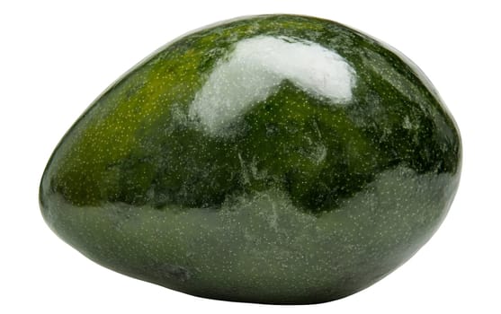 A glossy green avocado on a dark background, ideal for healthy eating concepts with ample copy space. Isolated on white background.