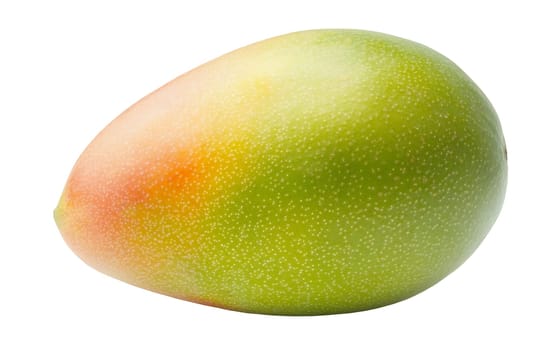 A ripe mango showing a gradient of colors, perfect for culinary and tropical themes. Isolated on white background.