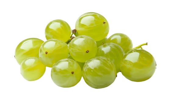 A bunch of fresh green grapes, each berry glistening with natural juiciness and sweetness. Isolated on white background.