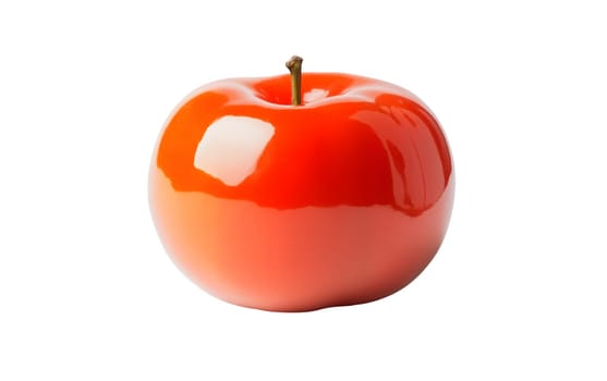A glossy red apple with a smooth surface, isolated on a white background with copy space. Isolated on white background.