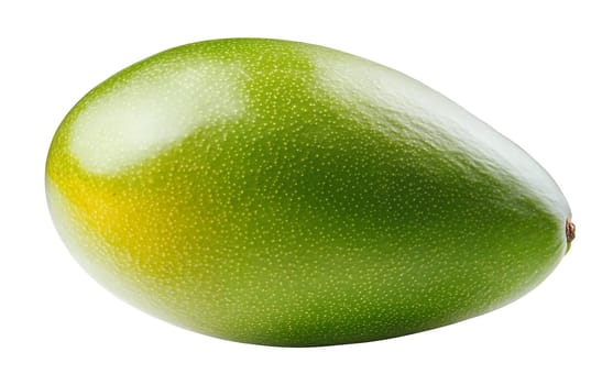 A vibrant green mango with a smooth surface, perfect for tropical and healthy food themes. Isolated on white background.