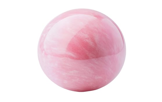 Smooth pink marble sphere with a glossy finish, perfect for decorative or architectural design. Isolated on white background.