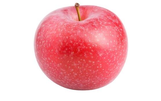 A vibrant red apple against a white background, showcasing its natural texture and color with copy space. Isolated on white background.