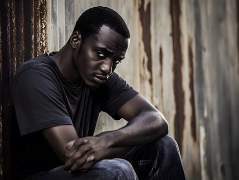 Sad Black Man Emotioanl Man Portrait