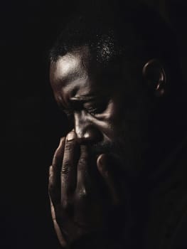 Sad Black Man Emotioanl Man Portrait