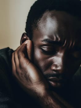 Sad Black Man Emotioanl Man Portrait