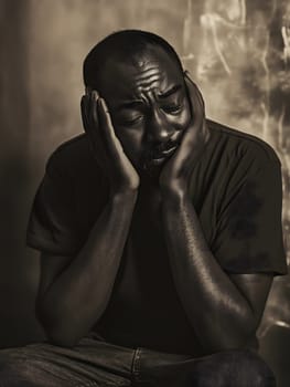 Sad Black Man Emotioanl Man Portrait