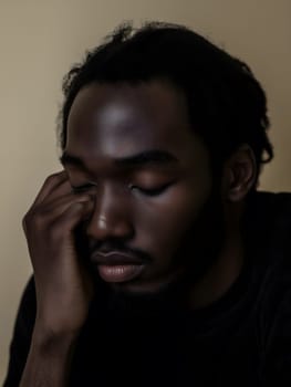 Sad Black Man Emotioanl Man Portrait