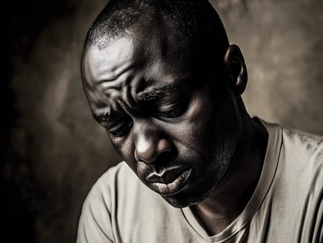 Sad Black Man Emotioanl Man Portrait